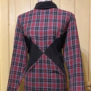 Plaid Long Sleeve Dress - Red and Black